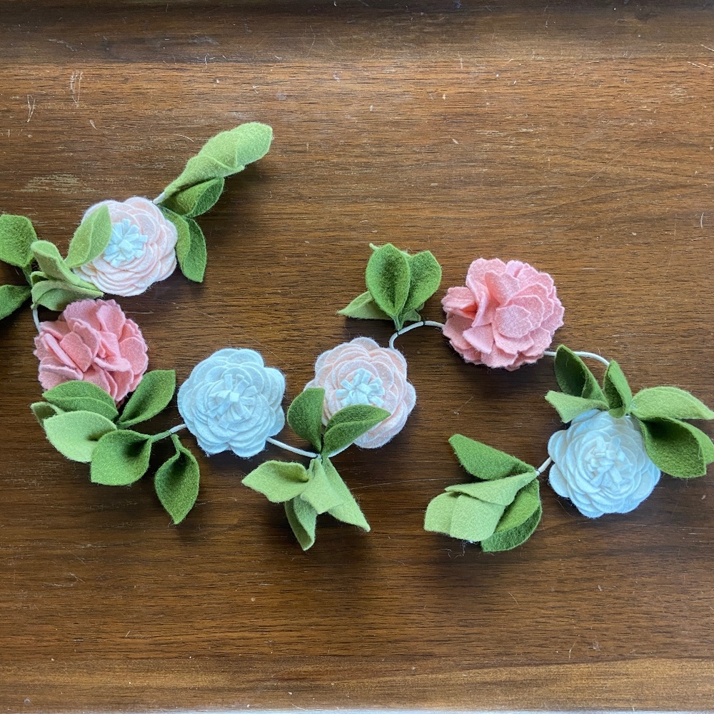 Handmade Wool Felt Flower Garland